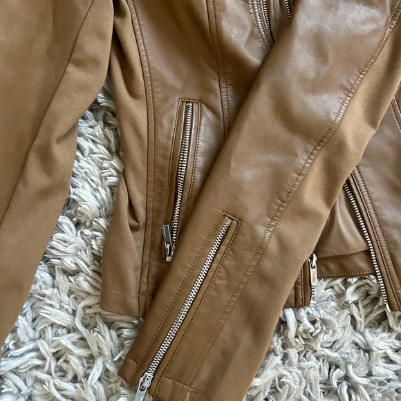 Camel color Express Faux leather jacket. Size XS. - Picture 5 of 5